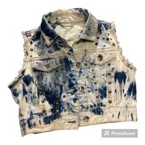 - Pretty Little Liars AERO distressed jean cropped studded custom dye deni…